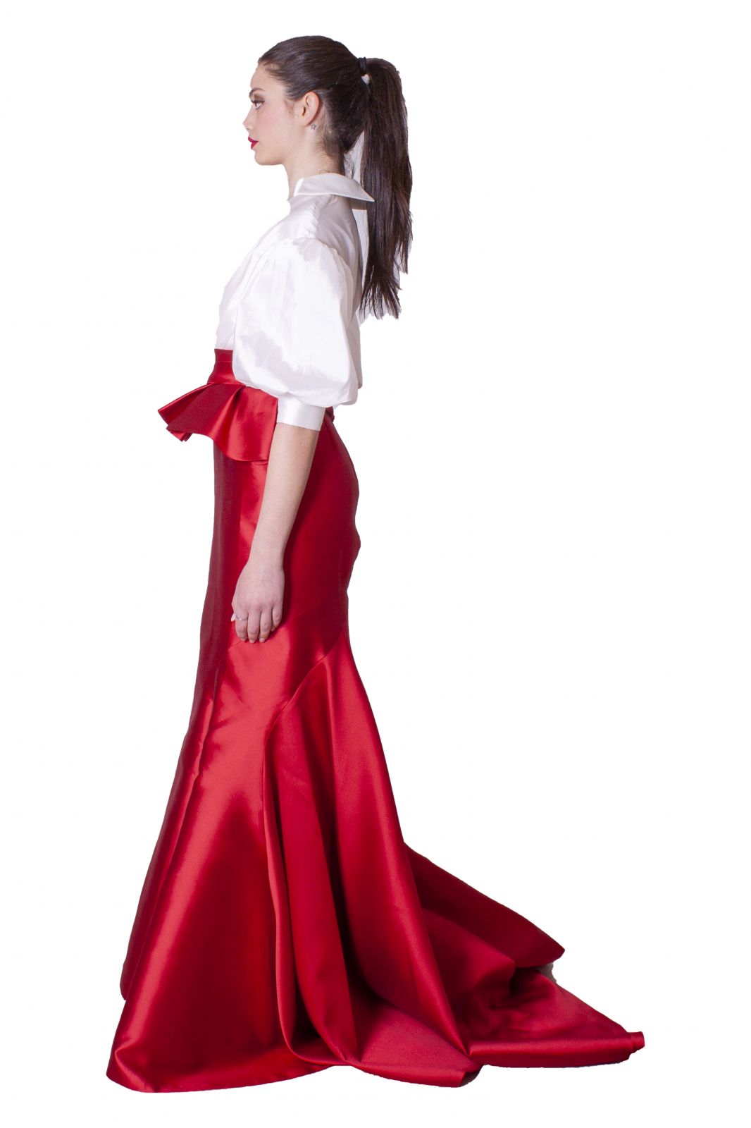 Abito lungo a sirena con blusa a contrasto MANUEL GARCIA