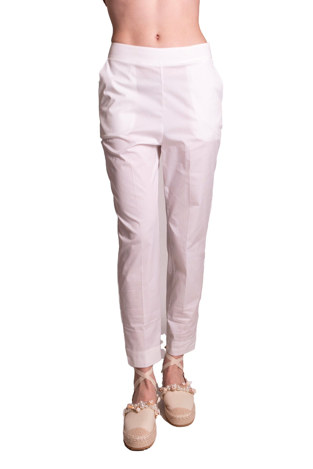 Pantaloni dritti di cotone stretch MADDALENA DI LORENZO