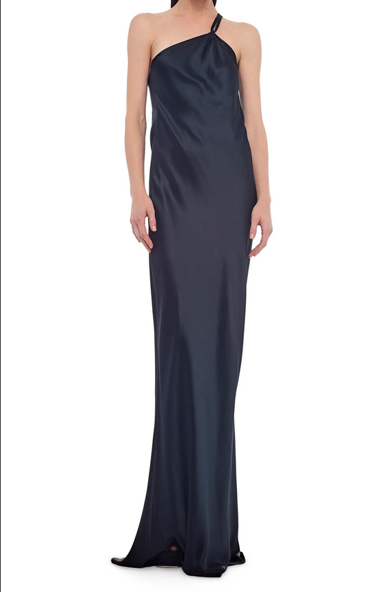 Abito lungo In Satin Con scollatura asimmetrica NORMA KAMALI