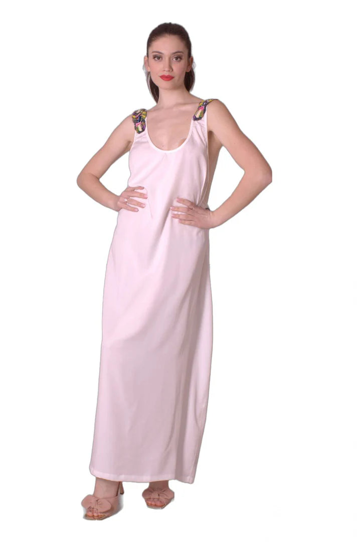 Abito Lungo Con Spalline Ricamate MAURIZIO