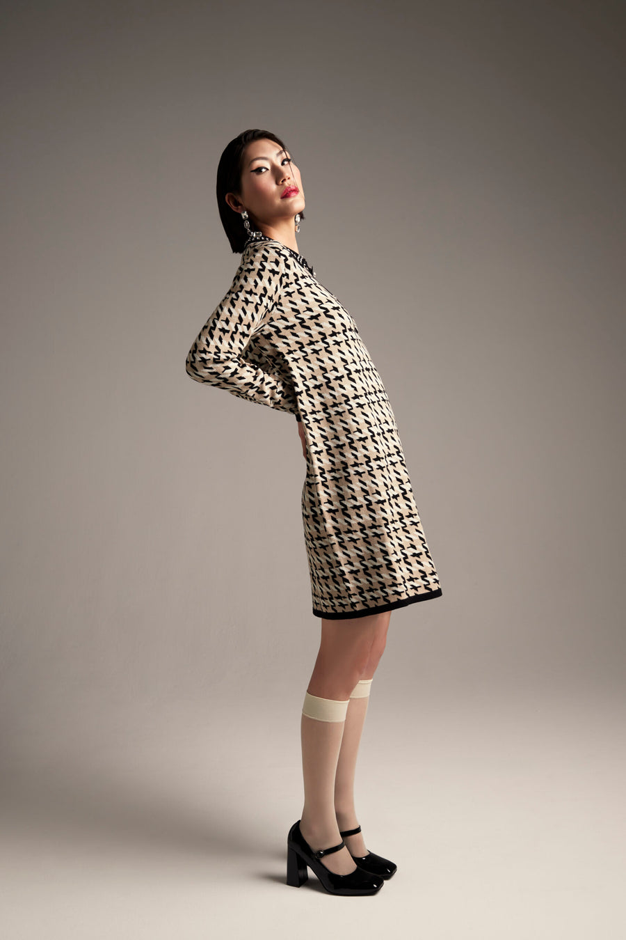 Abito in maglia disegno pied-de-poule Z.O.E.