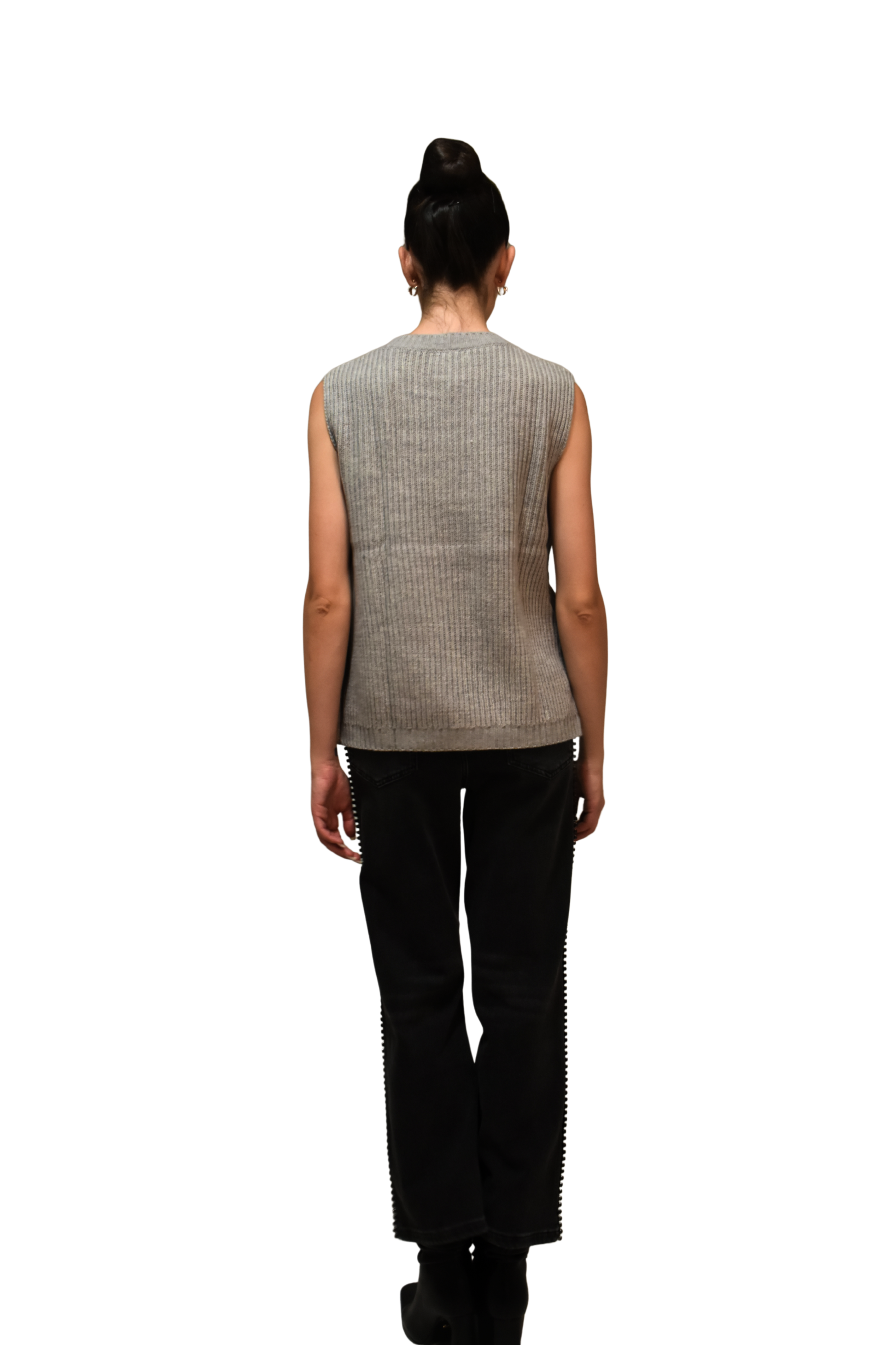 Maglia a coste senza maniche ricamo fiori LAFTY LIE