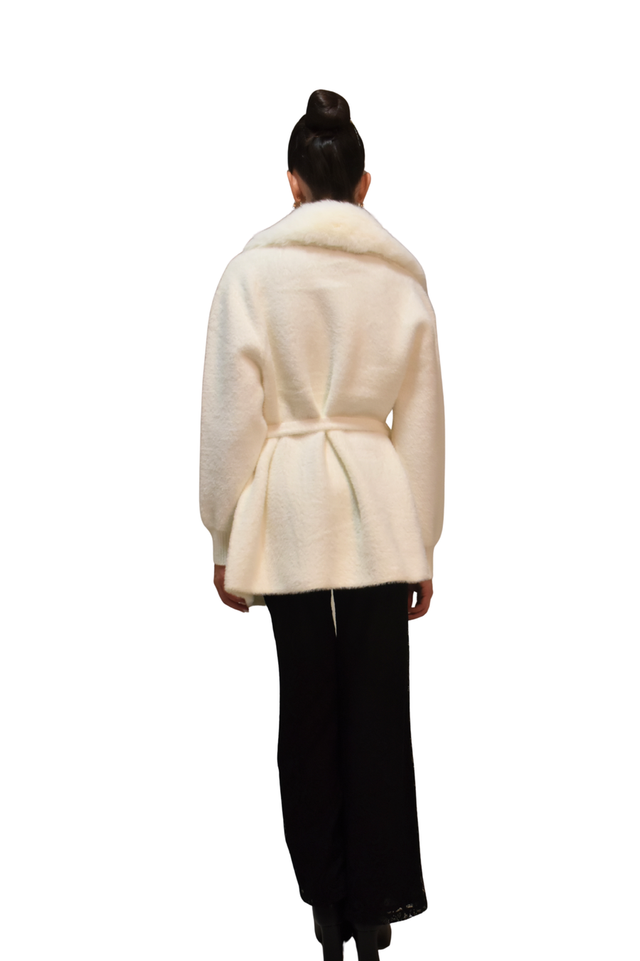 Cardigan in maglia con inserti in ecofur PHO