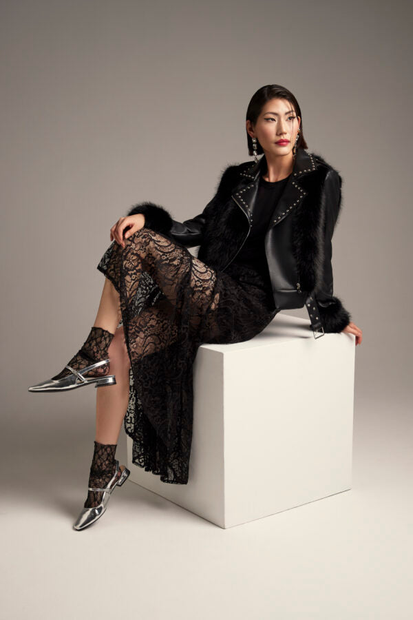 Giacca biker in ecopelle con dettagli in finta pelliccia Z.O.E.