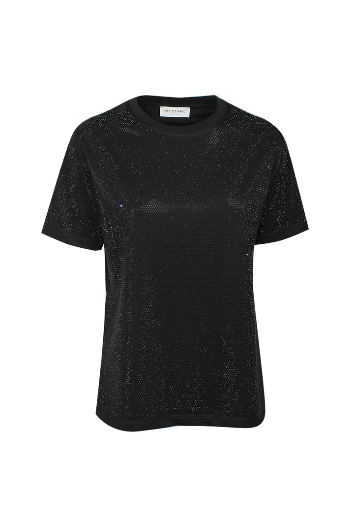Nuova Collezione T-shirt di cotone con applicazioni full strass ODI ET AMO