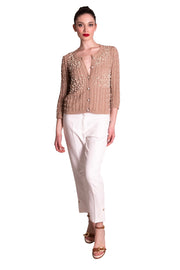 Cardigan di cotone a trecce con perle Z.O.E