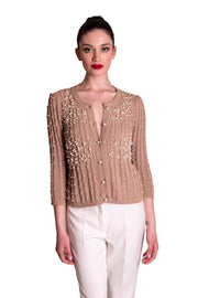 Cardigan di cotone a trecce con perle Z.O.E