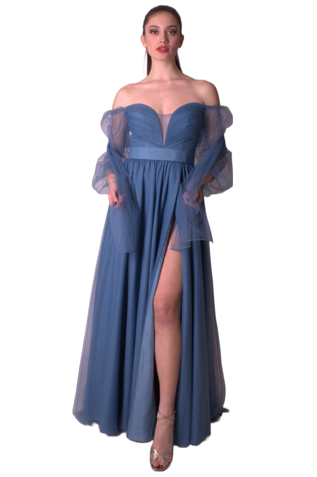 Abito lungo di tulle con spalle scoperte ENVIER'