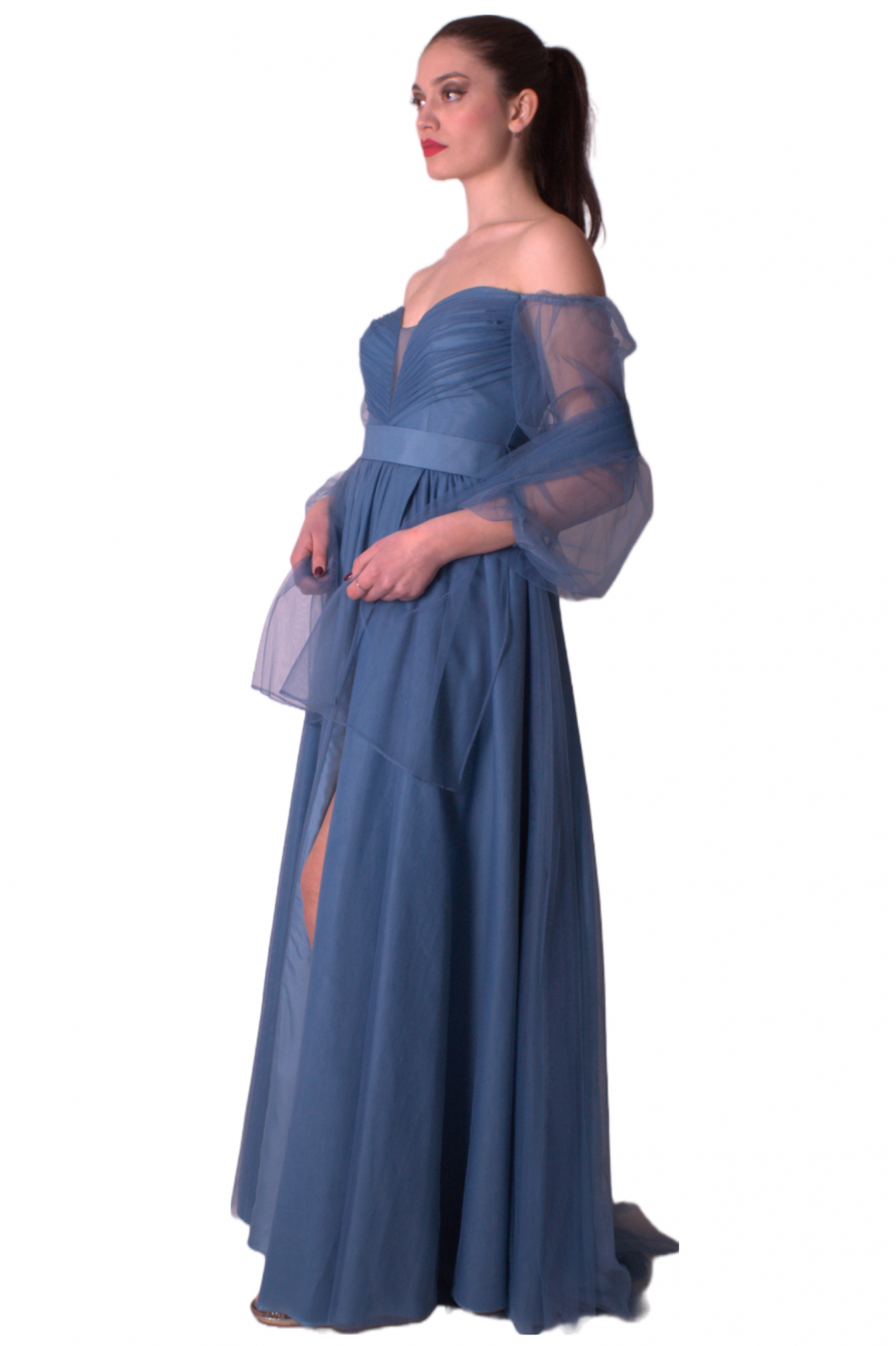 Abito lungo di tulle con spalle scoperte ENVIER'