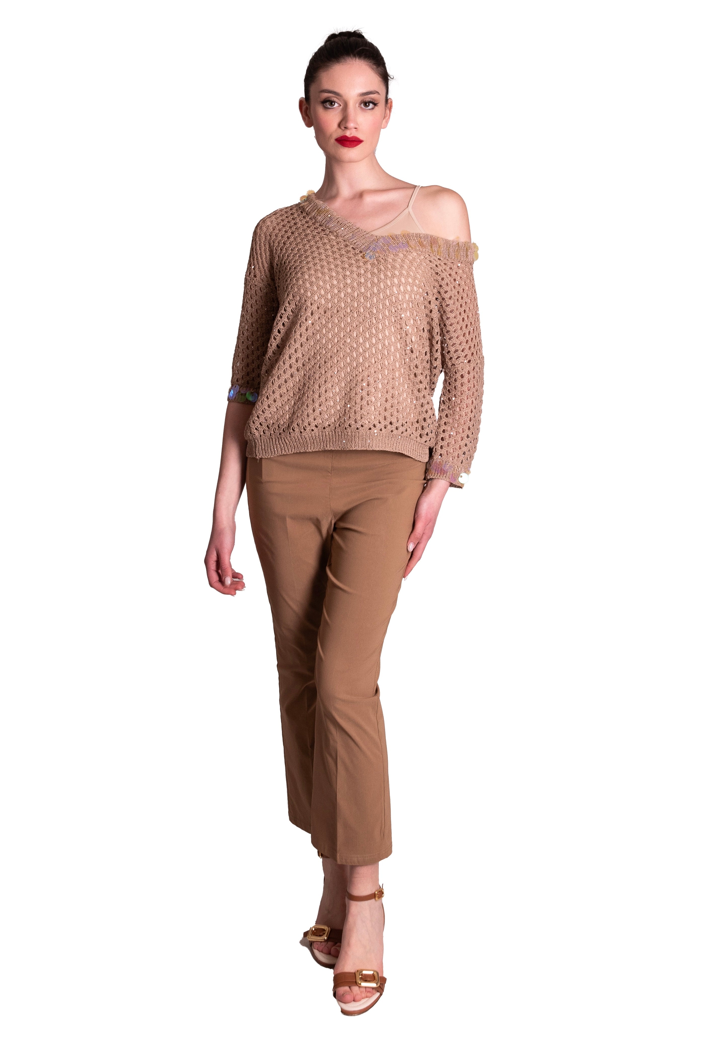 Pantaloni a trombetta in cotone stretch Z.O.E.
