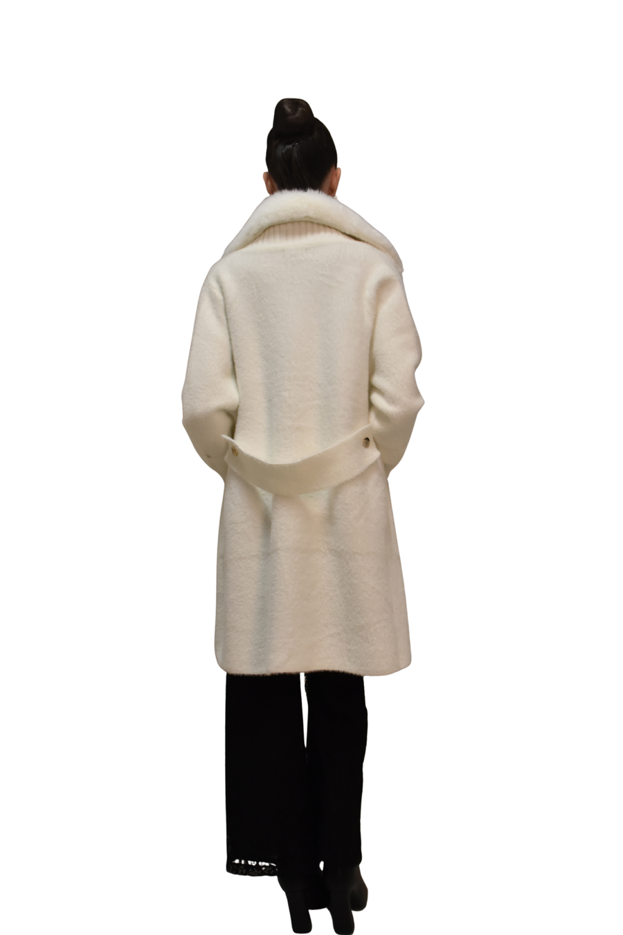 Cappotto in maglia con inserti in ecofur PHO