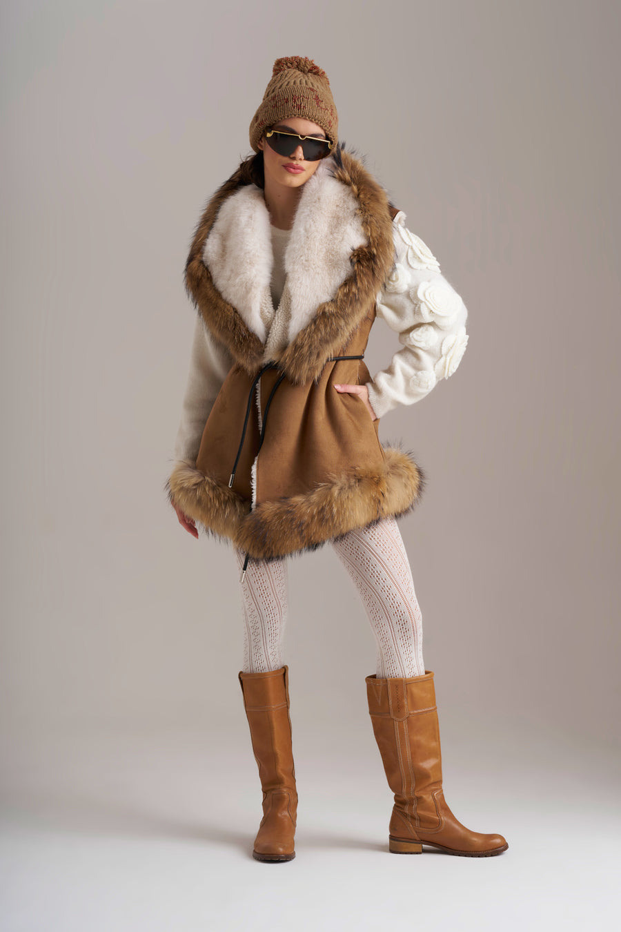 Gilet in eco montone con inserto in ecopelliccia PHO