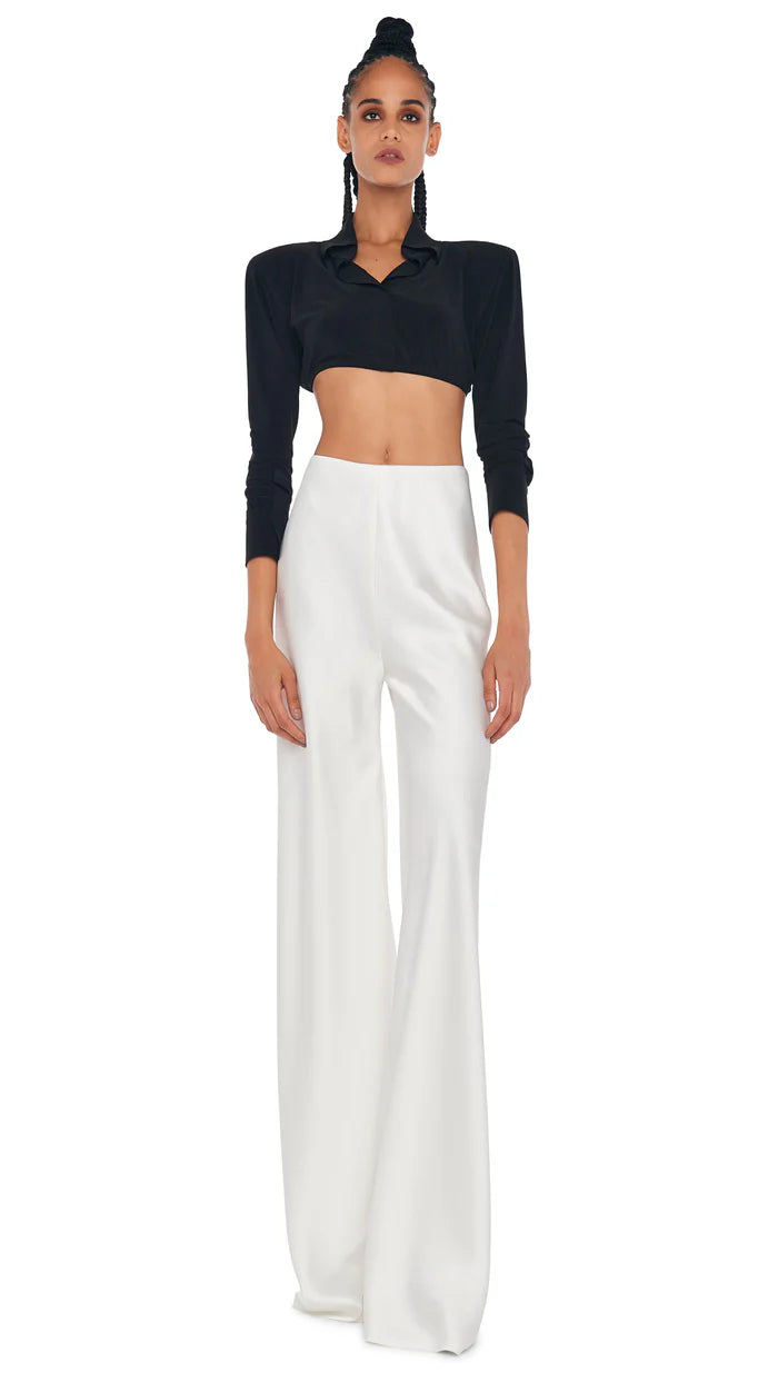 Pantaloni palazzo a vita alta in raso NORMA KAMALI