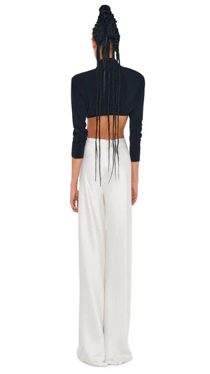 Pantaloni palazzo a vita alta in raso NORMA KAMALI