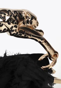 Borsa in Tessuto Rosette con Manico Leopardo in Metallo LOLA CASADEMUNT