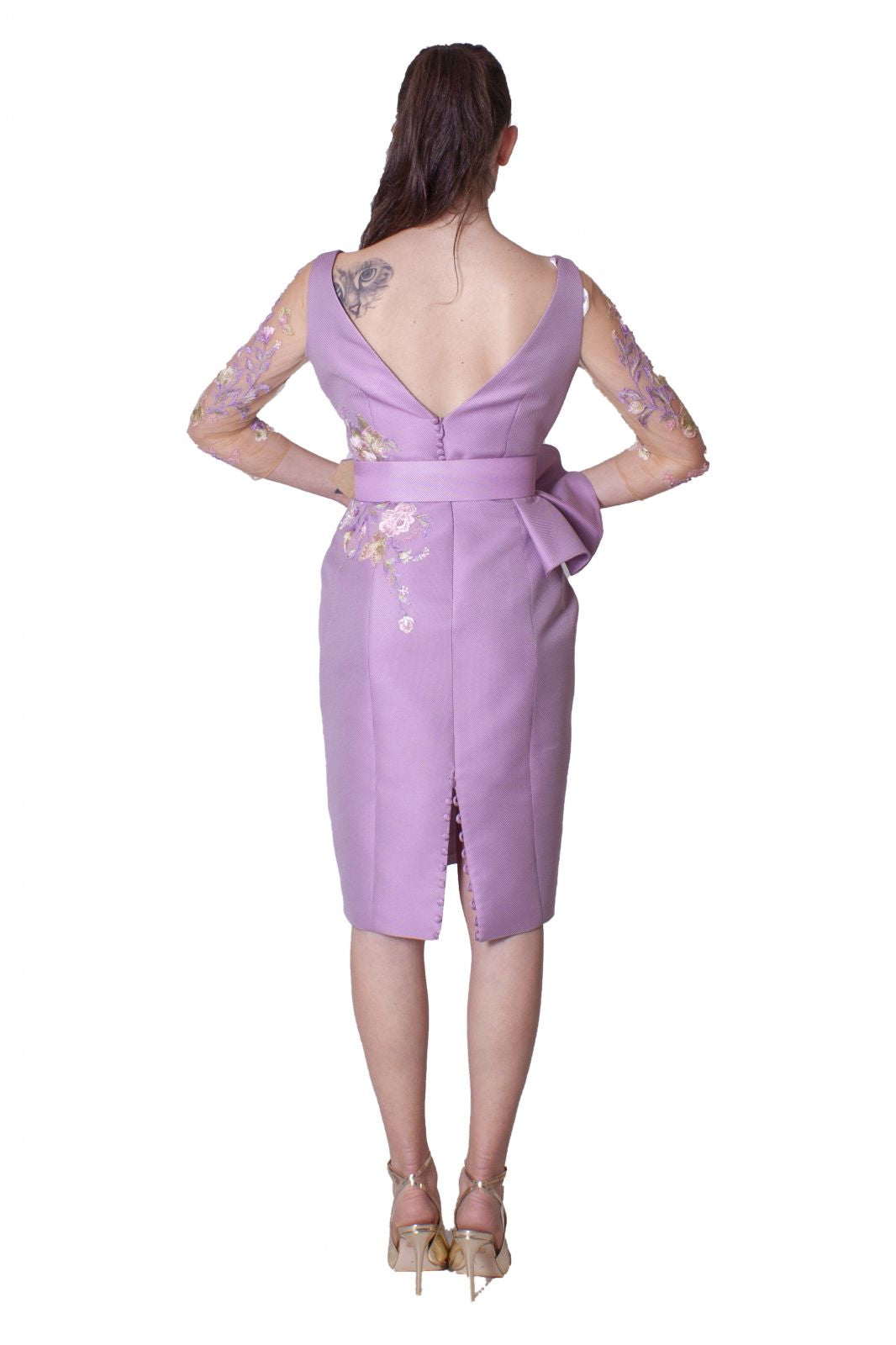 Abito in mikado piquet con tulle ricamato MANUEL GARCIA