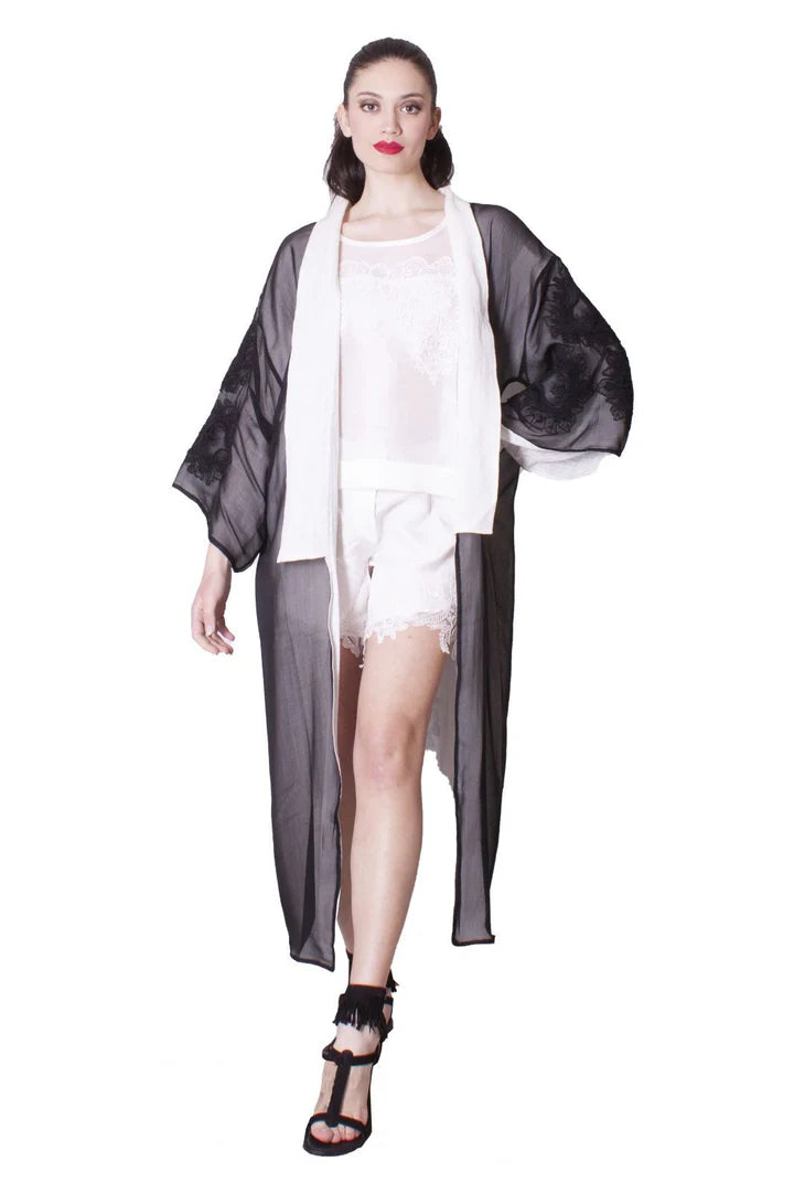 Giacca Kimono Doppiata Con Ricami MAURIZIO