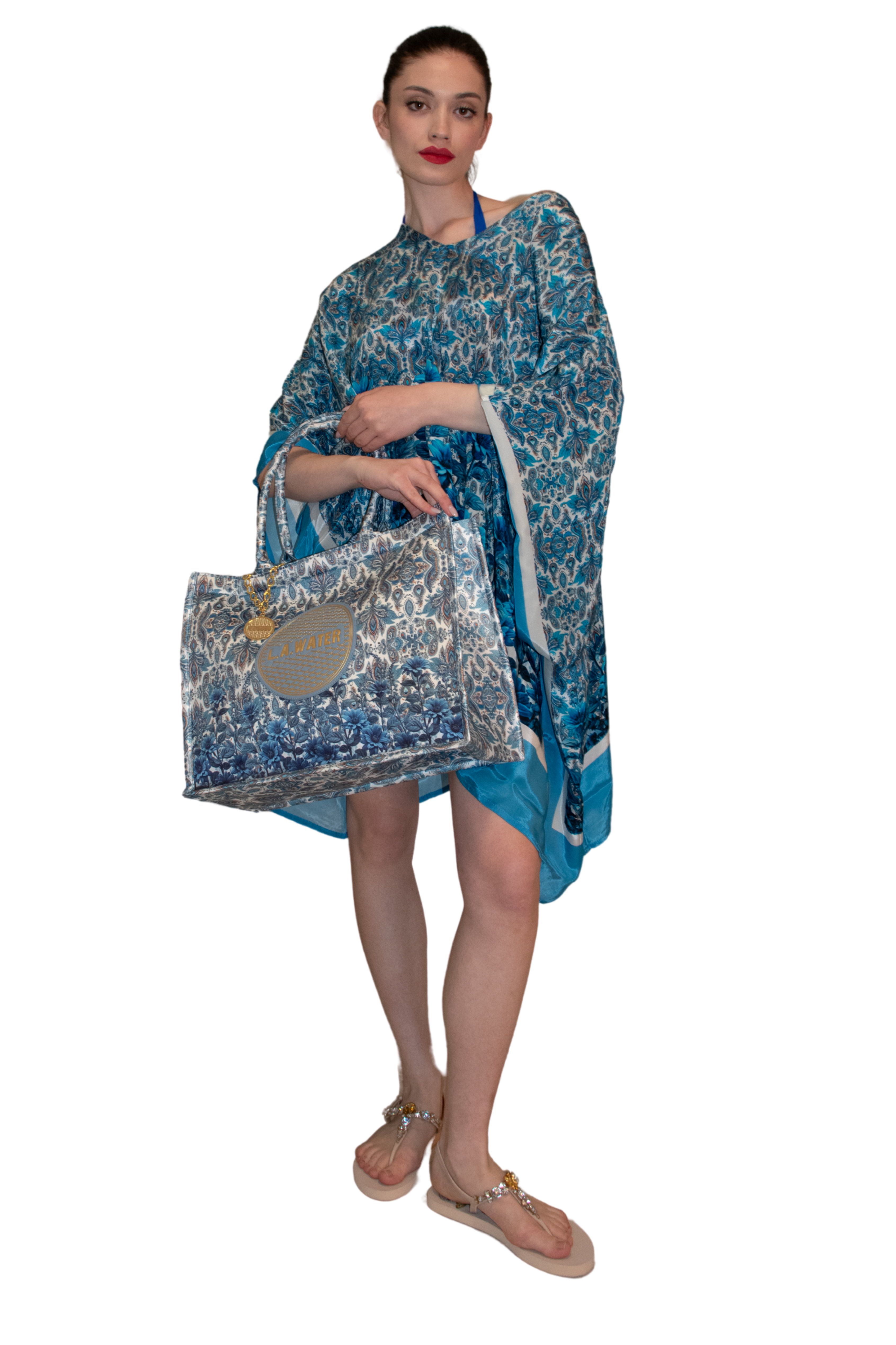 Kaftano in raso stampa Free L.A. WATER