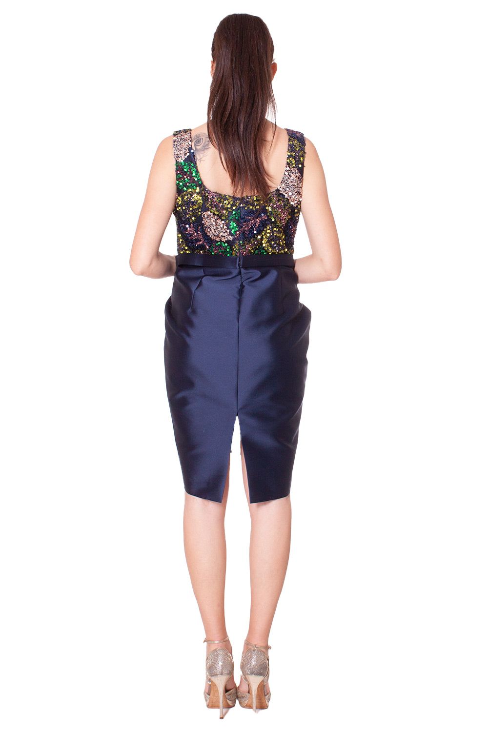 Abito in mikado con corpino ricamato NICOLA D'ERRICO