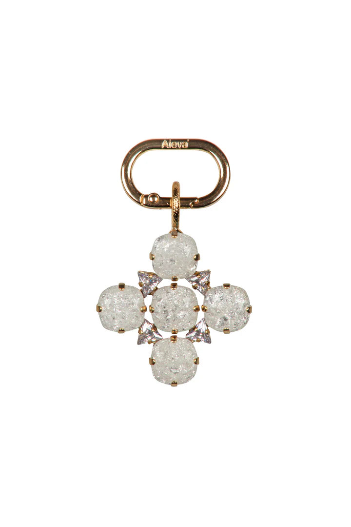 Ciondolo croce Fiore Sparkle bianco e oro ALEVA' BIJOUX