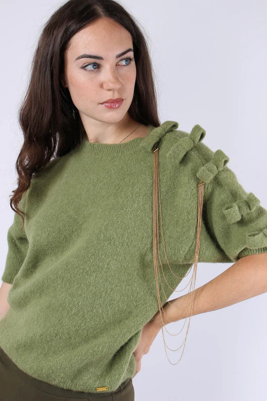 Maglia in misto lana e alpaca con fiocchi PHO