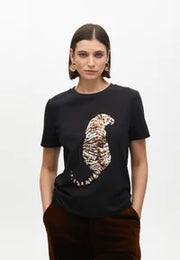 T-shirt di cotone ricamo Tigre con Paillettes LOLA CASADEMUNT