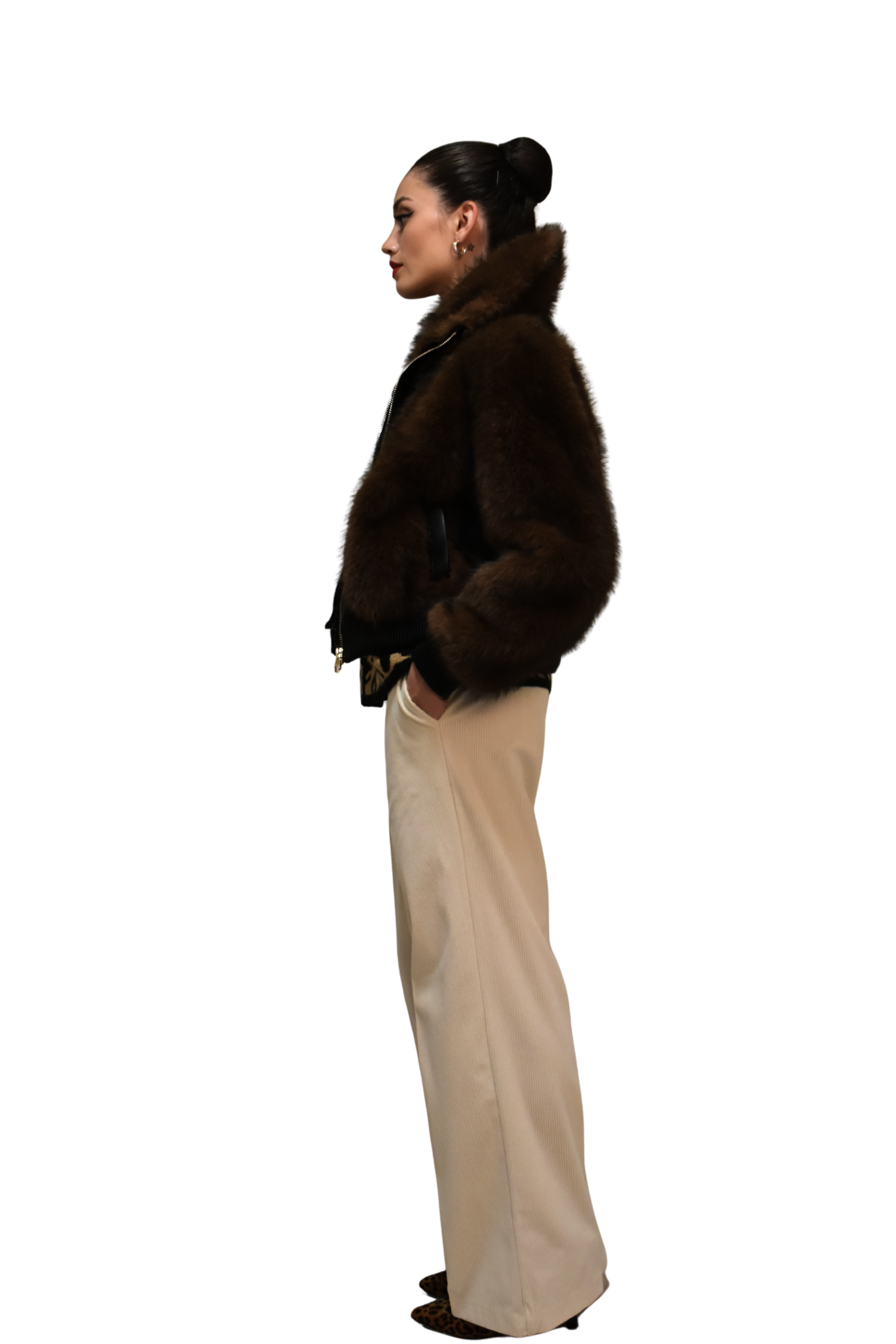 Blouson effetto cappa in pelliccia sintetica ANITIE'