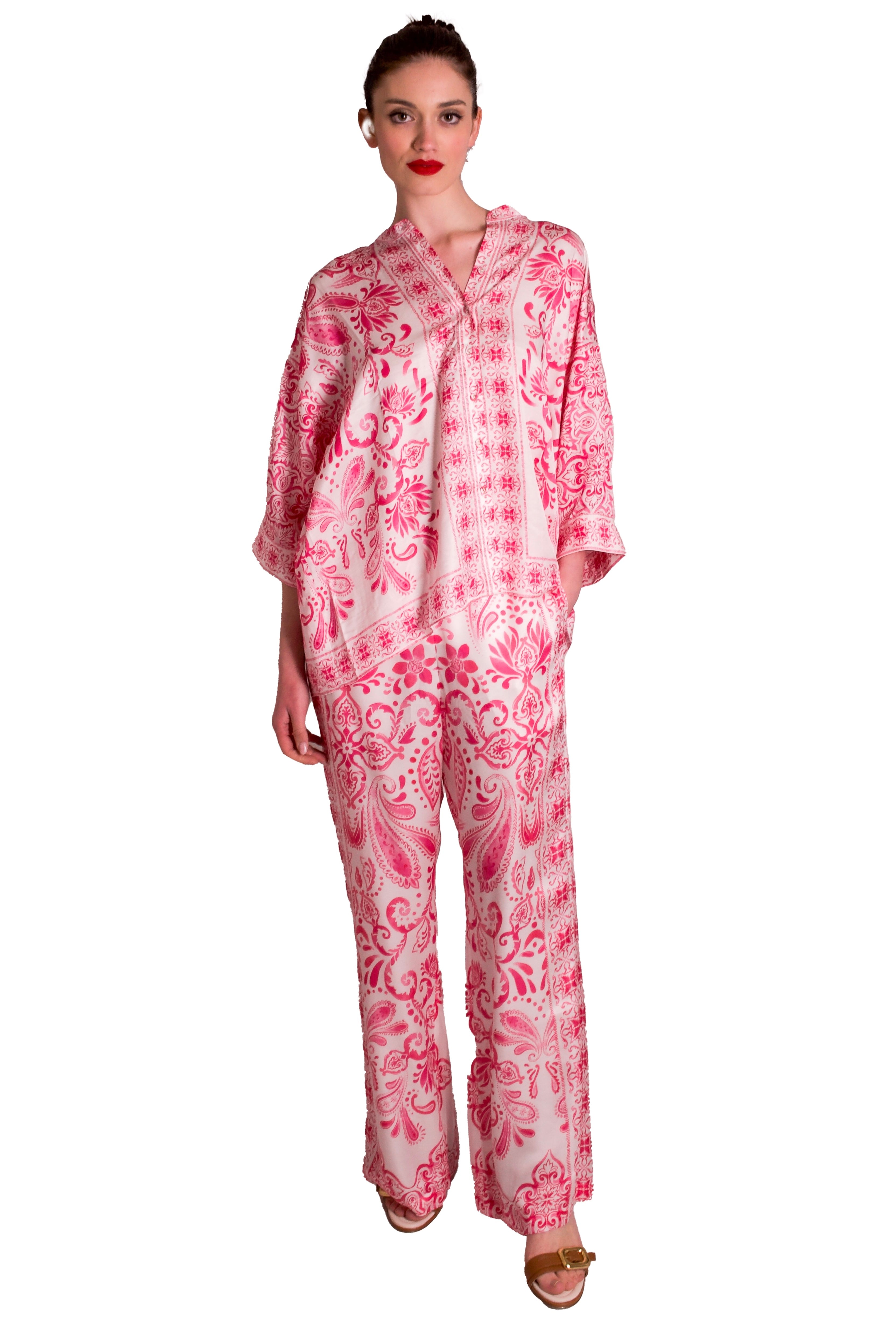 Camicia di raso in seta stampata HALE BOB