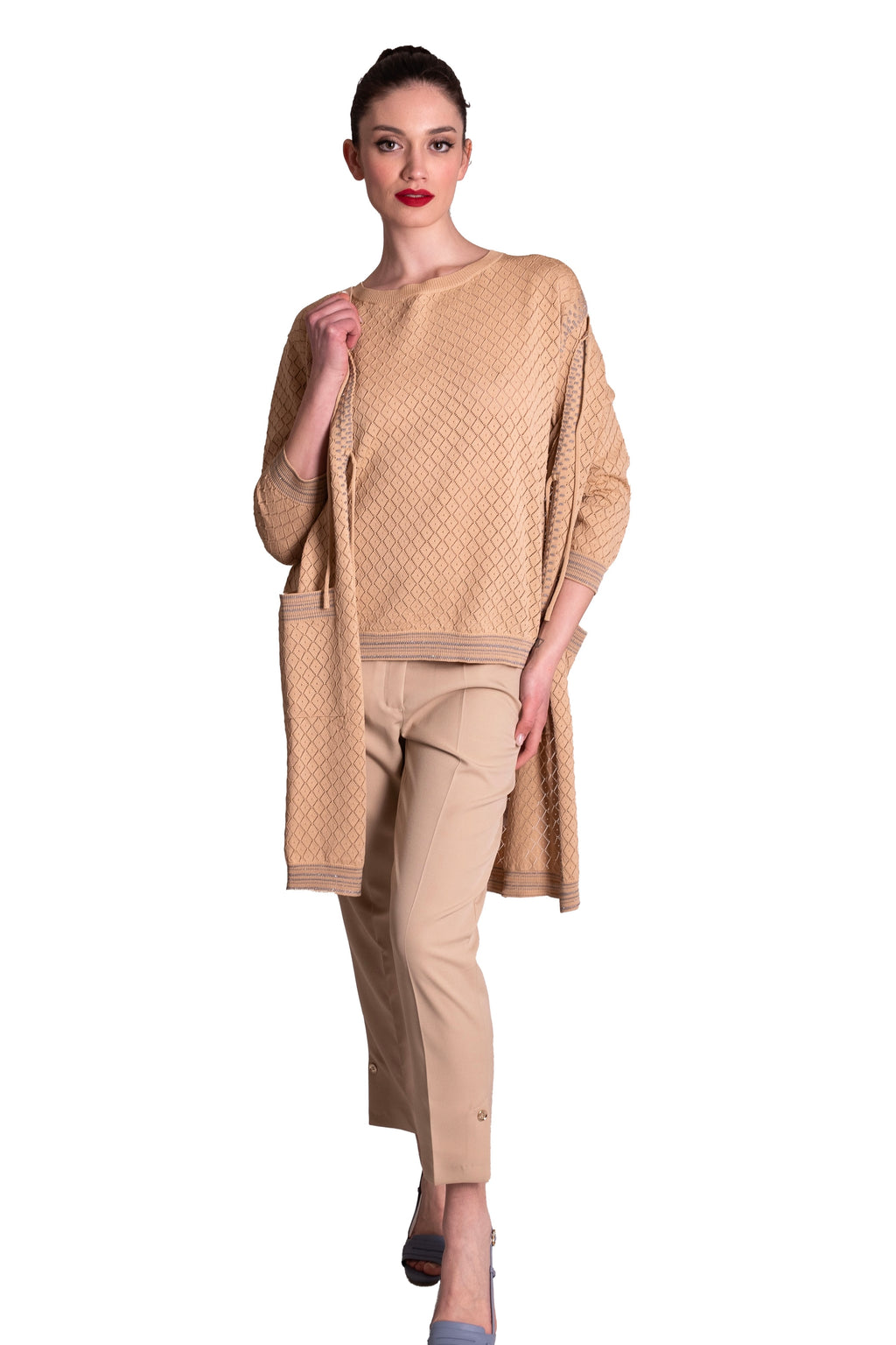 Cardigan lungo lavorazione crochet Z.O.E.