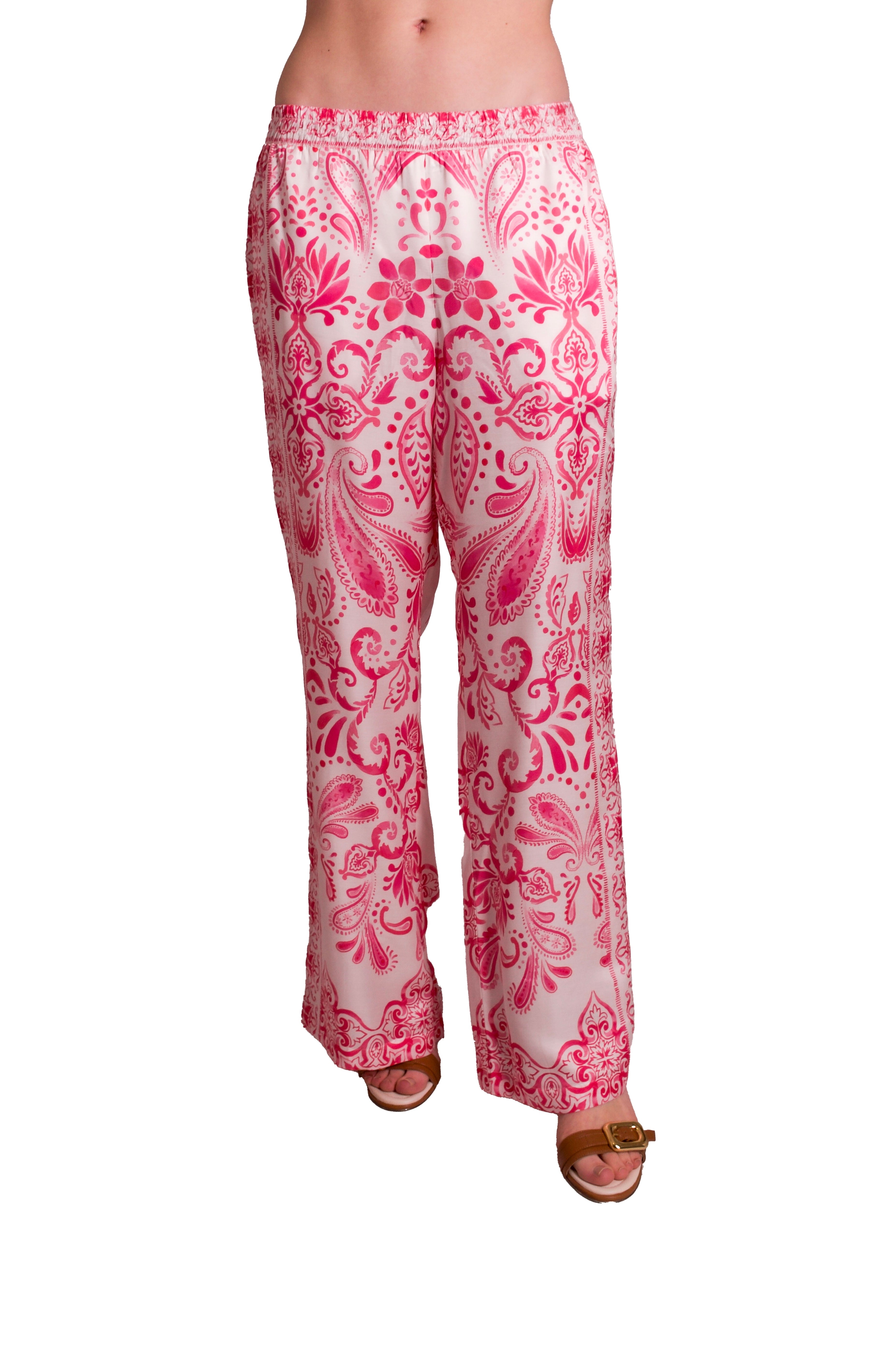 Pantaloni palazzo In raso di seta Stampata HALE BOB