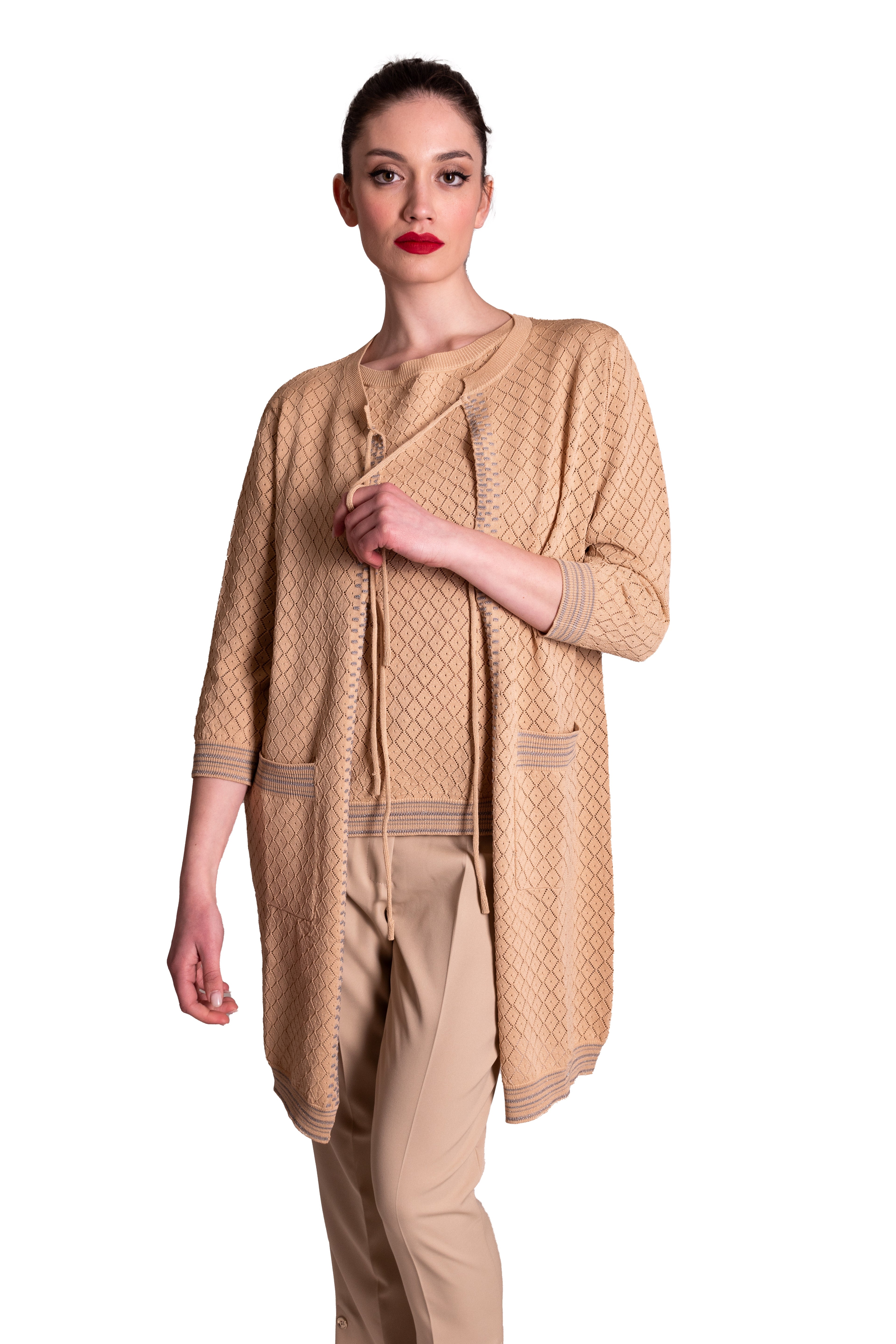 Cardigan lungo lavorazione crochet Z.O.E.