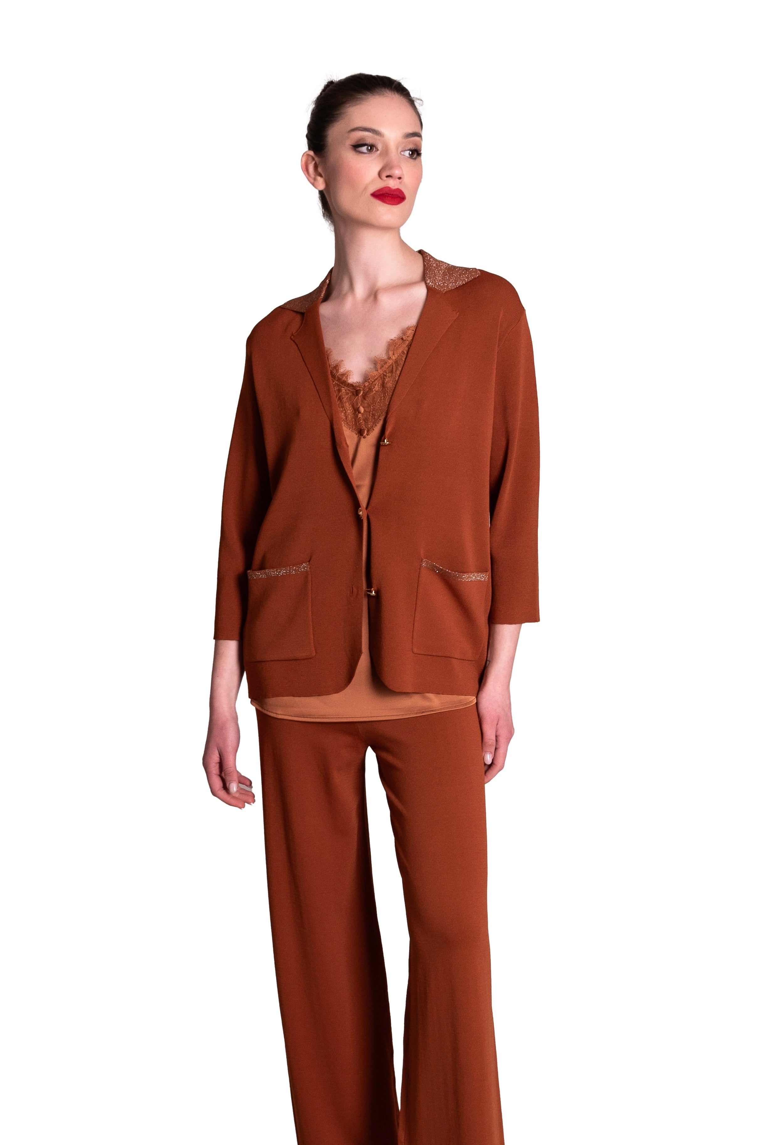 Cardigan in maglia con revers laminati Z.O.E.