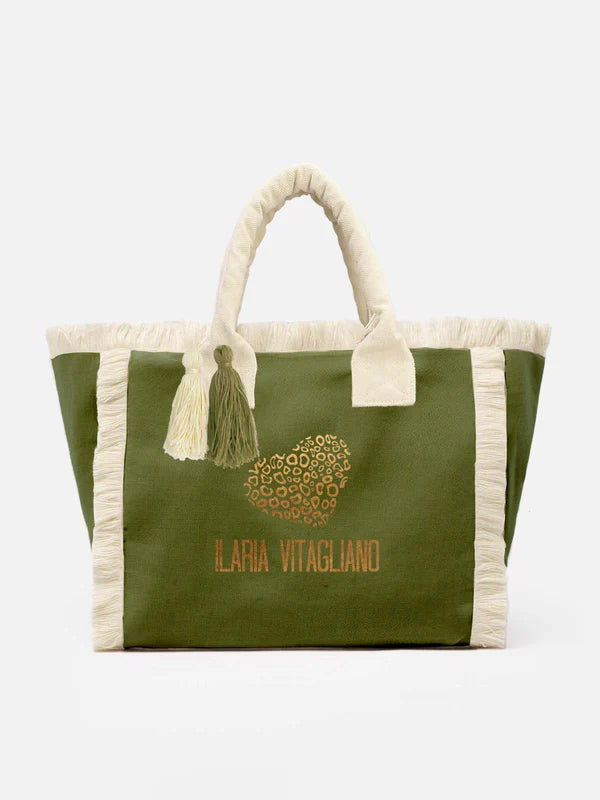 Borsa mare in canvas con logo ILARIA VITAGLIANO