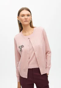 Cardigan effetto twin-set con fiocco gioiello LOLA CASADEMUNT