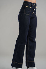 Jeans a zampa in denim dettaglio paillettes LAFTY LIE