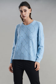 Maglia disegno rombi con cristalli Z.O.E.