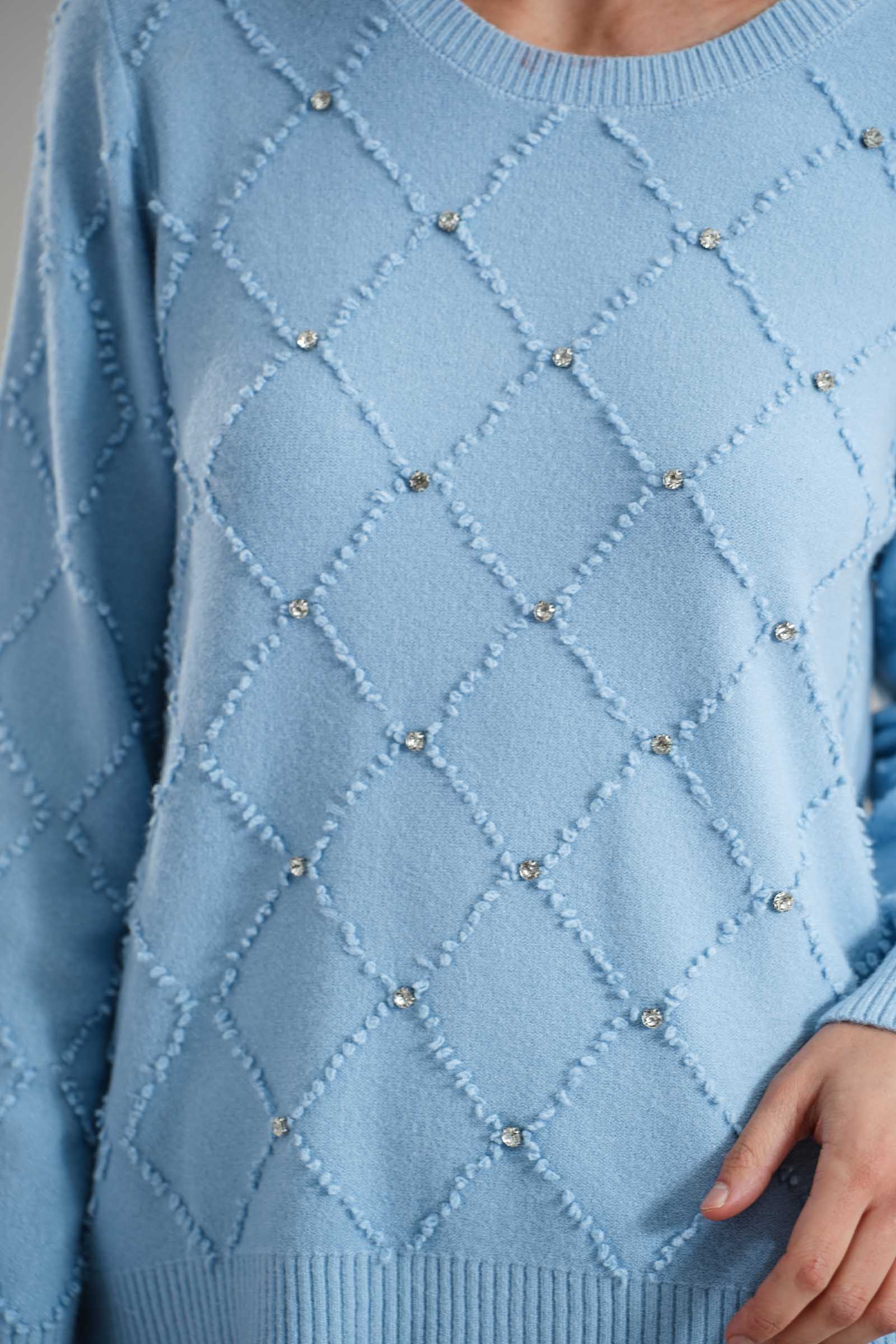 Maglia disegno rombi con cristalli Z.O.E.