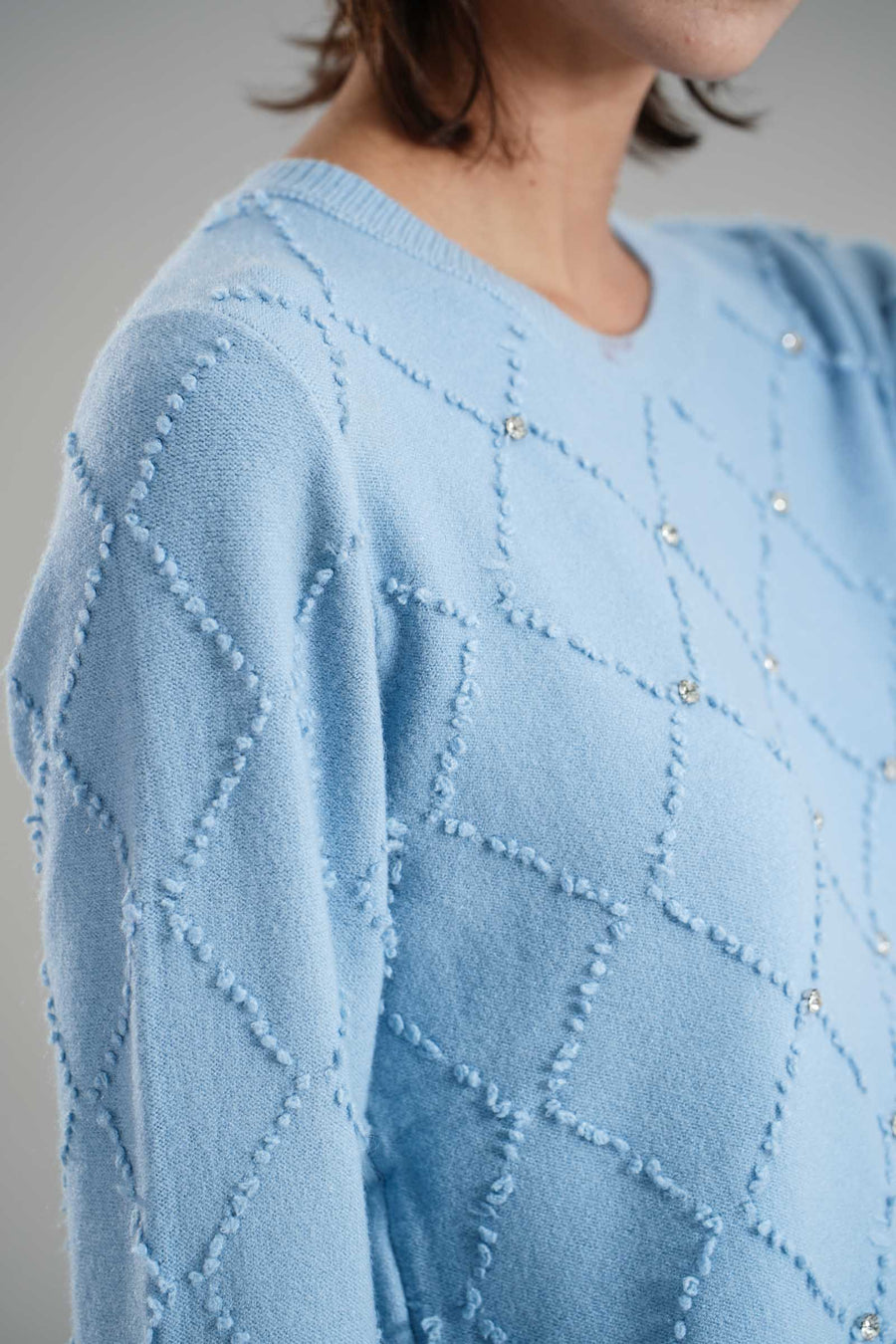 Maglia disegno rombi con cristalli Z.O.E.