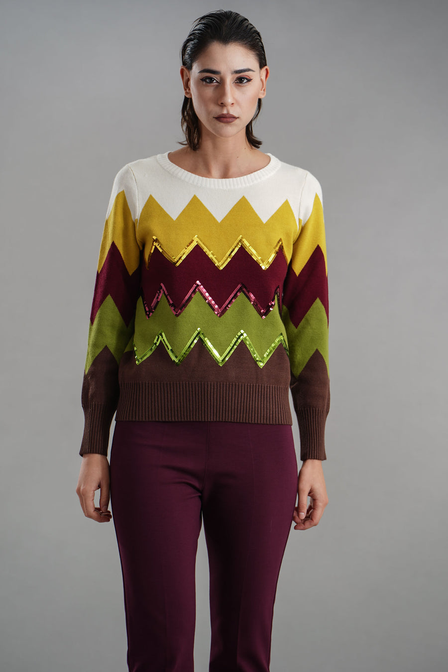 Maglia geometrica con paillettes Z.O.E.