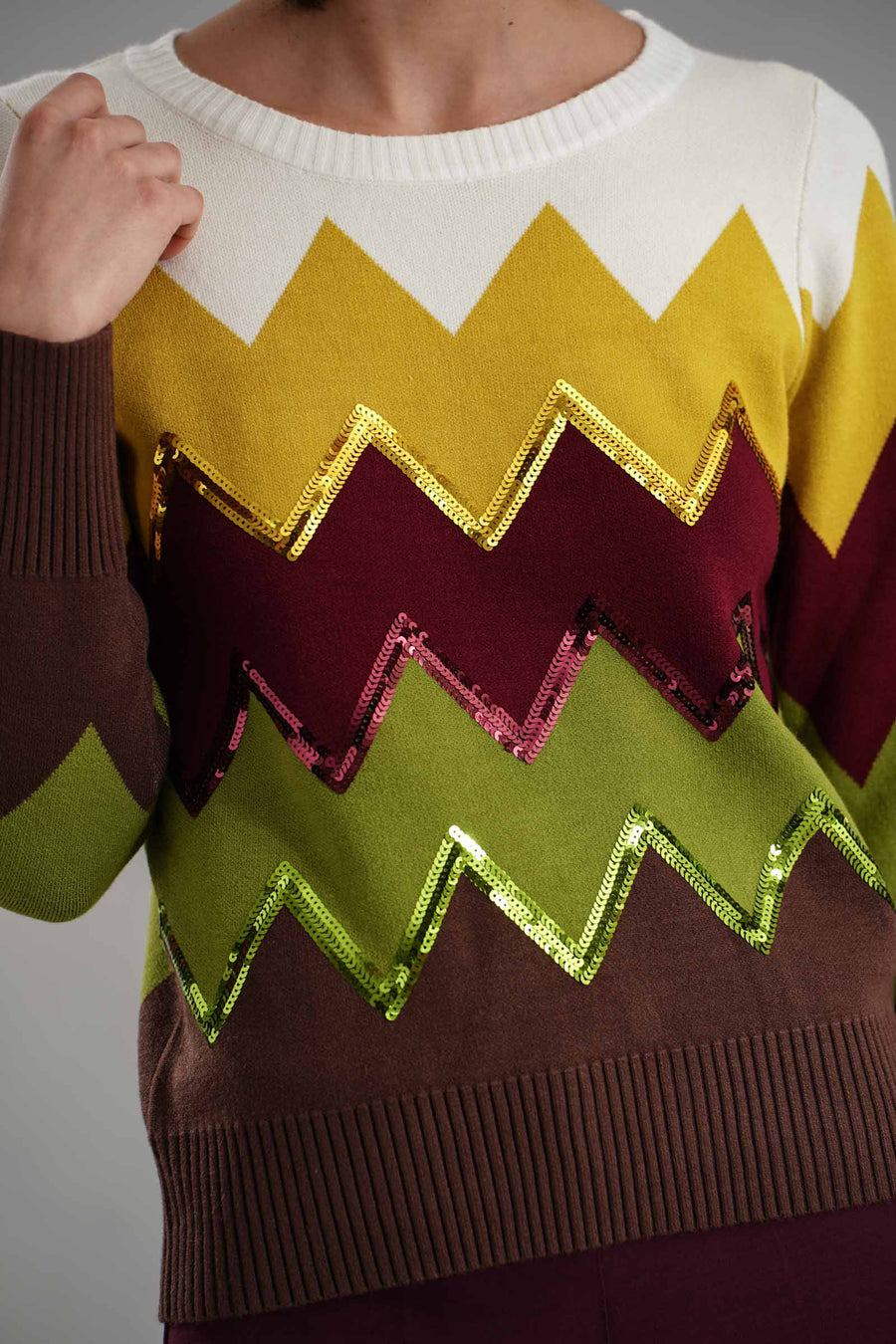 Maglia geometrica con paillettes Z.O.E.