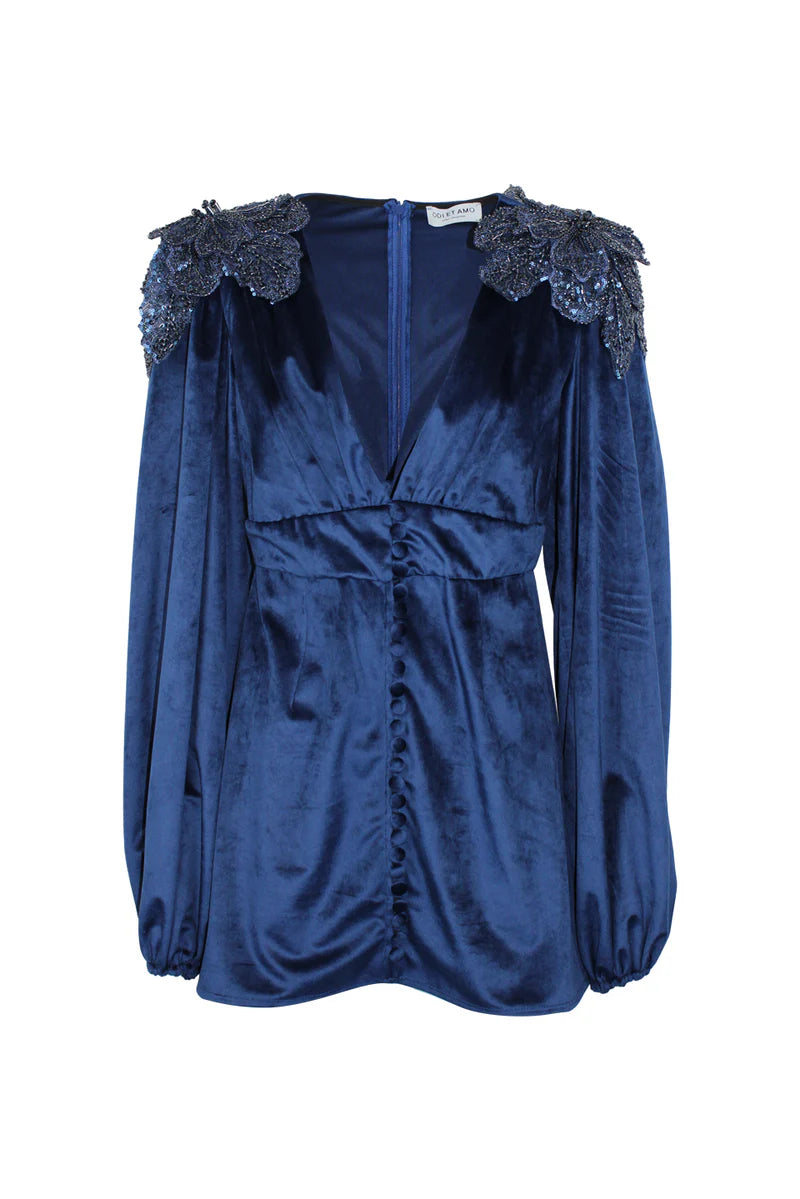 Miniabito in velluto con applicazioni gioiello ODI ET AMO