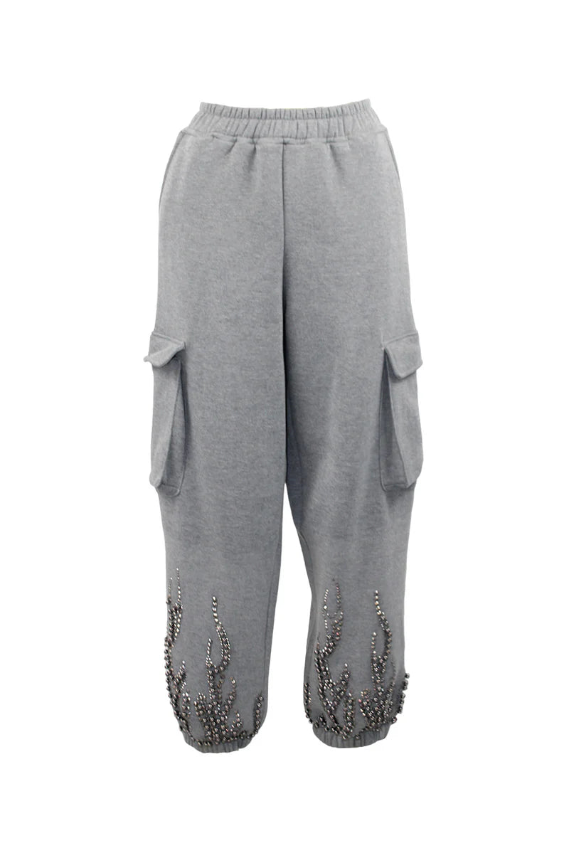 Pantalone di felpa cargo con cristalli ODI ET AMO