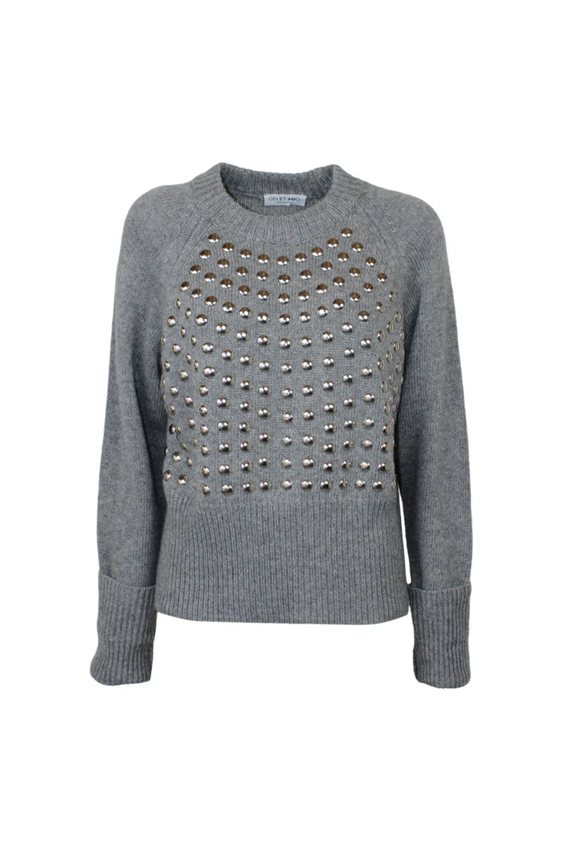 Maglia in misto lana con applicazioni borchie ODI ET AMO