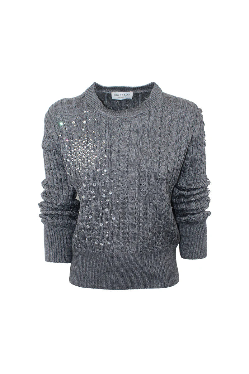 Maglia a trecce con cristalli big bang ODI ET AMO