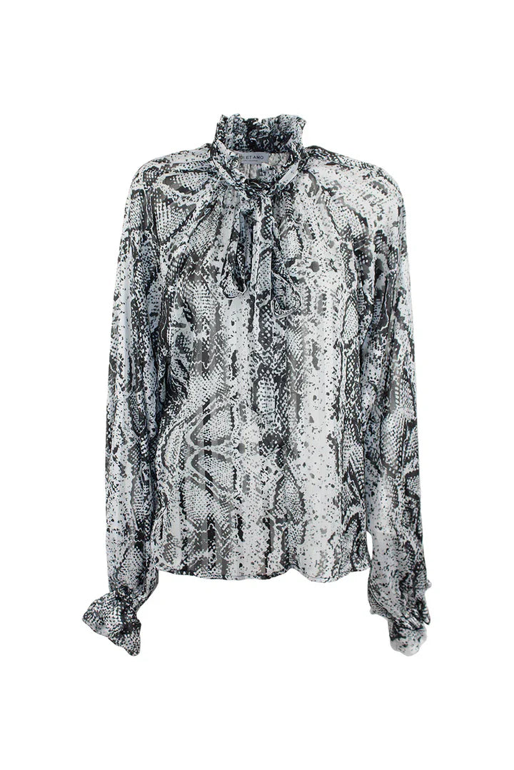 Blusa stampa pitone con fiocco ODI ET AMO