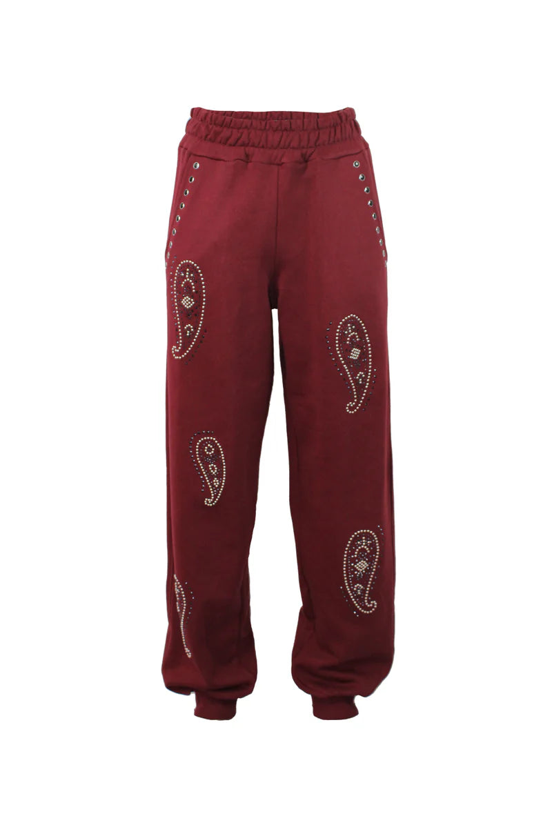 Pantaloni morbidi di felpa motivo paisley ODI ET AMO