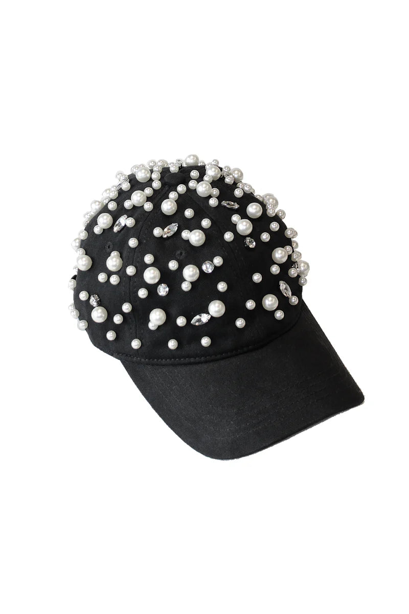 Cappello visiera con perle e cristalli ODI ET AMO