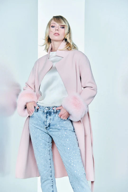 Cappotto in panno con polsi di volpe ALESSANDRO LEGORA