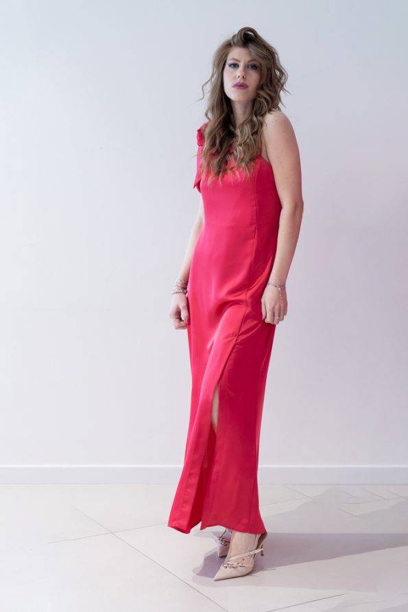 Abito monospalla in satin con nodo MADDALENA DI LORENZO