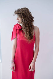 Abito monospalla in satin con nodo MADDALENA DI LORENZO